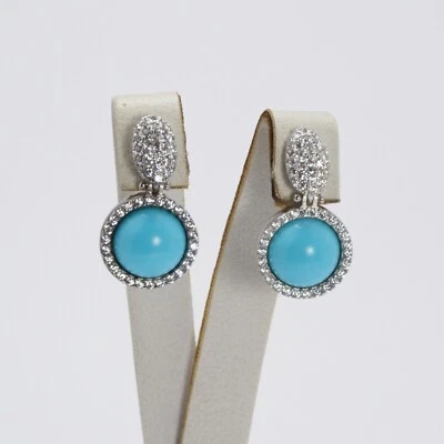 ORECCHINI IN ARGENTO 925 CON ZIRCONI E PASTA DI TURCHESE AGHT 0700 - Immagine 1 di 3