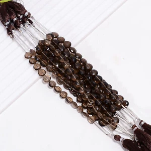 Natural Smoky Quartz Gemstone Heart Shape Faceted Beads Strand 7X7X4 mm XY-914 - Picture 1 of 4