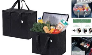 Cooler Bag and Insulated Grocery Bags for Food Delivery, 2 Pack Black - Picture 1 of 7
