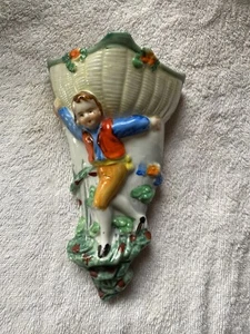Vintage Wall pocket Boy with Basket - Picture 1 of 4