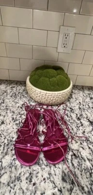 Nine West Women M•3 Gladiator Tie Sandals Flats Metallic Pink 7M Shoes - Image 1 of 4