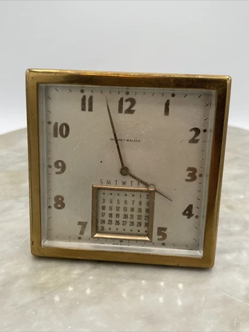 vintage phinney walker alarm clock Desktop (See Notes) Calendar 4x4” -As is/Part Cover