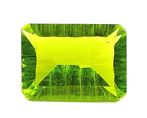 Natural Stunning Green Peridot 5.90 Ct Certified Emerald Cut Loose Gemstone AUQ - Picture 1 of 10