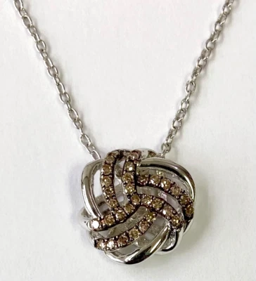 Collar HSN Colleen Lopez Sterling 0.20ctw Champagne Diamond 20" Love Knot Foto 1 de 4