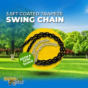Set oscillante Stuff Inc. 3,5 piedi Catena Trapezio Rivestita (Nero) accessori gioco legno - Foto 1 di 7