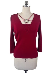 Joseph A. Y2K Knit Sweater Womens XL Red Rhinestone Mobwife City Whimsigoth Glam - Picture 1 of 8