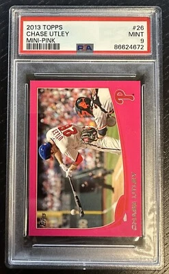 2013 Topps Mini Pink Chase Utley #26 7/25 SSP PSA 9 Pop 2 Phillies HOF! - Image 1 of 2