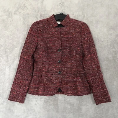 Chaqueta Blazer Santorelli Italia Caryn Roja Lino Lana Talla 6 Texturizada Forrada Para Mujer Foto 1 de 4