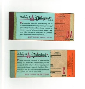 lot of two vintage 1967 Disneyland ticket booklets with A B C tickets -- Anaheim - Picture 1 of 2