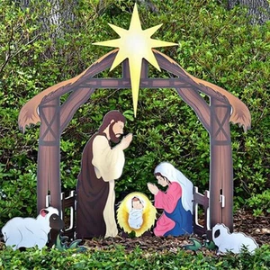 Christmas Nativity Scene Outdoor Garden Decor Baby Jesus Birth Scene Yard Sign~ - Picture 1 of 12
