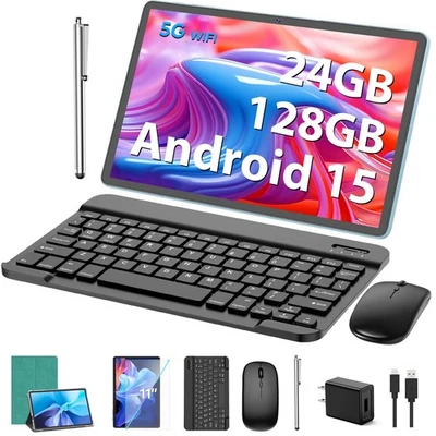 Android Tablet, 11 inch Android 15 Tablet with Keyboard, 24GB+128GB, 1TB Expa... - Image 1 of 4