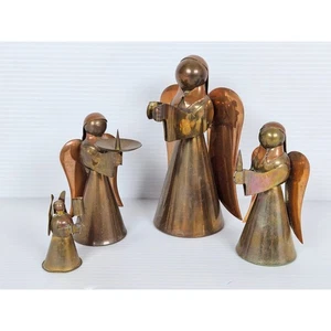 Candelabros de Navidad Angel vintage de cobre y latón 4 piezas (dañados) - Imagen 1 de 4