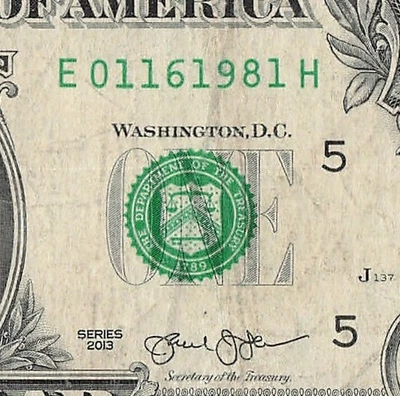 JAN 16 1981 Birthday Fancy Serial Number Date Note One Dollar Bill 01 16 1981 - Image 1 of 4