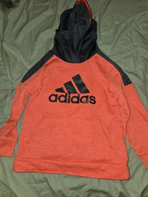 Youth Orange Adidas Pull Over Hoodie Size 7 Boys - Image 1 of 3
