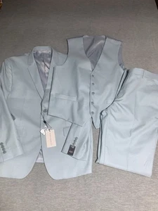 NWT Alain Dupetit Ether 3pc Baby Blue Suit 42S Jacket Vest Pants (36W) - Picture 1 of 22