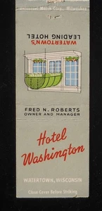1950er Hotel Washington Fred N. Roberts Besitzer führendes Hotel Watertown WI MB - Bild 1 von 2