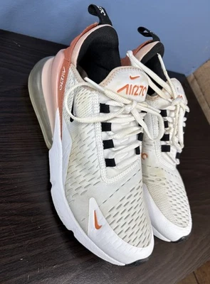 Nike Air Max 270 Women’s Size 8.5 White Orange Coral Running Shoes Preowned - Image 1 of 4