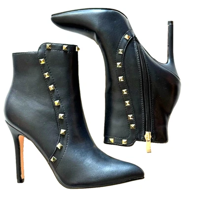 Botines Nicole Miller New York para mujer con tachuelas talla 10 negros imitación cuero Foto 1 de 4