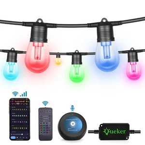 Upgrade 100ft Outdoor String Lights,Smart RGB Christmas LED Lights Work with ... - Picture 1 of 9