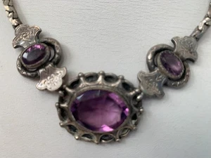 Antiguo collar plata y amatista color morado piedras cristal - Imagen 1 de 10