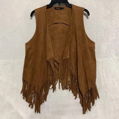 VTG Blu Pepper Western Suede Vest Tassels Fringes Cardigan Hippie Cowgirl Size L - Image 1 of 4