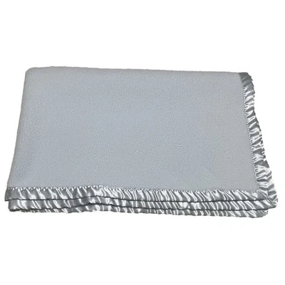 Blue Fleece Baby Blanket Reversible Satin Trim 35x45 Acrylic 2013 - Image 1 of 4