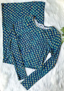 Derek Lam 10 Crosby Langarm tailliert abstrakt blau gepunktet MIdi Kleid M NEU - Bild 1 von 3