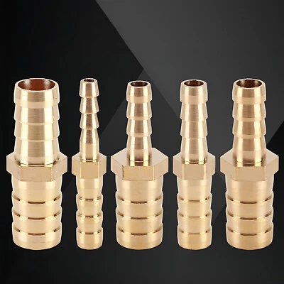 Metal Hose Joiner Barbed Brass Connector Reducer Fitting Air Fuel Water Oil Pipe