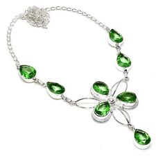 Green Tsavorite Gemstone 925 Solid Silver Handmade Jewelry Necklace Size 18"