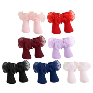 Girls Daily Wear Princess Socks Ruffled Sock Solid Color Stocking Wedding Soft - Picture 1 of 64