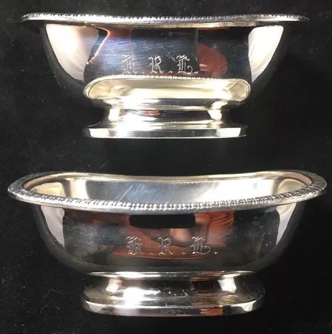 Pair Of Tiffany Sterling Silver Open Salt Cellars Cover