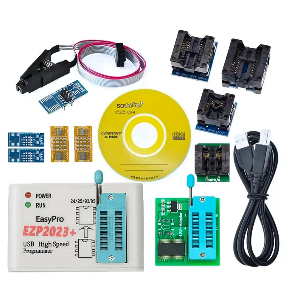 Programmatore Eeprom 24/25/26/93/95 EZP2023+ SOP8 SOIC8 TSSSOP8 SOP16 Clip (A1) - Immagine 1 di 1