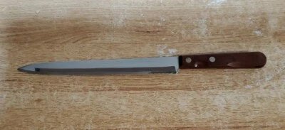 Vtg  9" U.S.A. Robeson Flame Edge Serrated Knife Wood Handle Bread Fish Bone  - Image 1 of 4