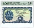 IRELAND EIRE, CENTRAL BANK 1957 - 1960 10 POUNDS. LADY LAVERY. PMG-58EPQ. P-59d.