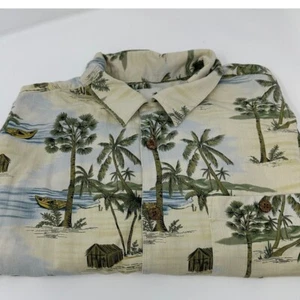 Banana Cabana Men's 2XL 100% Silk Hawaiian Shirt Yellow Tropical Aloha Button Up - Picture 1 of 7