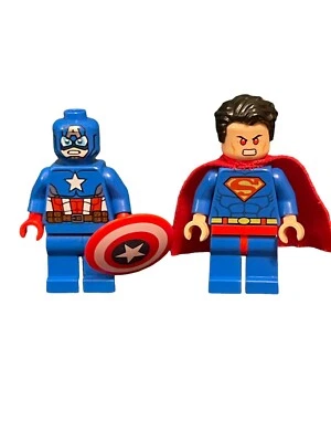 Lego American Hero Minifigures DC Superman SH489 & Marvel Captain America sh228 - Image 1 of 2