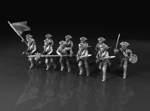 7YW Prussian Infantry Advancing with Command 28/40mm - Picture 1 of 3
