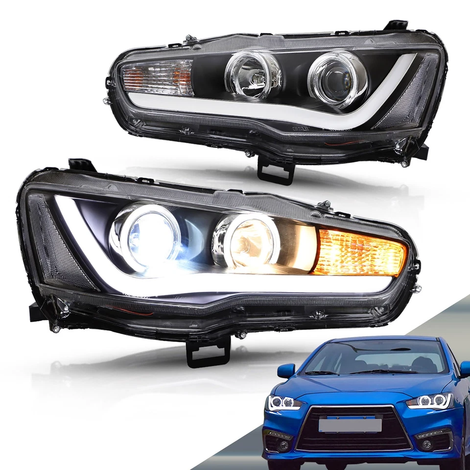 VLAND Pair LED Headlights For Lancer CF CJ EVO X Sedan 2007-2018 DRL Front Lamps - image 1 of 4