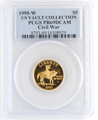 US Vault 1995-W Civil War $5 Gold Commemorative Proof Coin PCGS PR69DCAM - Image 1 of 2