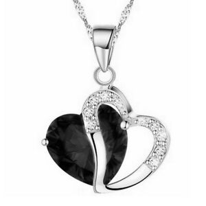 Jewelry Alloy Crystal Simulated diamond set women's necklace Peach heart pendant