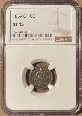 1859-O NGC XF45 Liberty Seated Dime 10c - New Orleans Mint - Image 1 of 2
