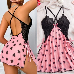 Abito Lingerie Love Cuore Maglia Pizzo Babydoll Ritagli Strass Trasparente Sesto Regalo - Foto 1 di 46
