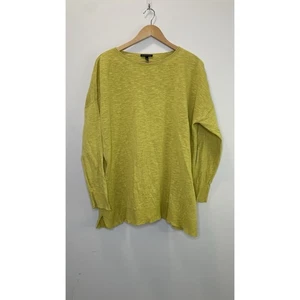 Eileen Fisher Bio Leinen leichter Pullover Oberteil L gelb Strand Lagenlook - Bild 1 von 8