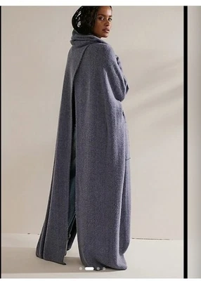 Free People синий длинный плащ раздельный полнометражный пальто куртка надежном шаль Shacket - Изображение 1 из 4