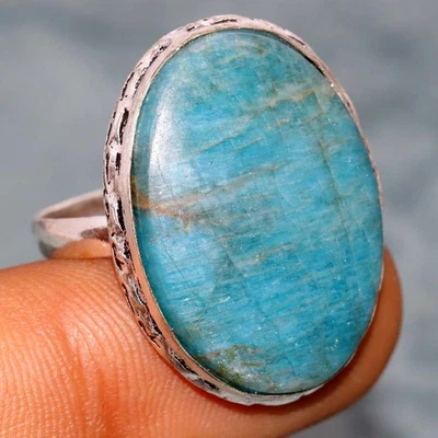 Anillo enchapado en plata 925 apatita azul diseño artesanal de EE. UU. 12 GW Foto 1 de 3
