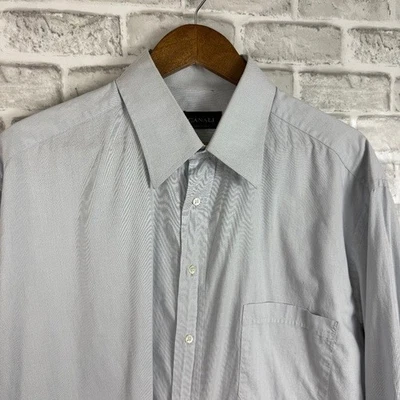 Camisa de Vestir CANALI Hecha en Italia Azul Claro Sólido Manga Larga Con Botones Hombres 17.5 Foto 1 de 4