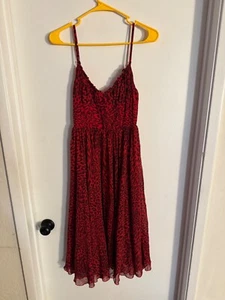 Women "Fame Partners" red/ blk, spaghetti strap midi dress. Size O Prev. Owned - Picture 1 of 2