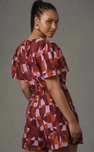 Anthropologie Romper Women Red The Somerset Linen Vacay Boho Size 3X Plus NWT - Picture 1 of 12