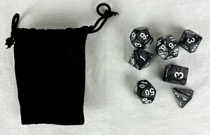 Set of 7 Black Swirl D & D Dice Set Brand New - Picture 1 of 1