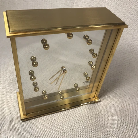 Vintage Wittnauer Swiss Made Clock Desk Mantle Heavy Brass Mirror Back MCM Decor Cover